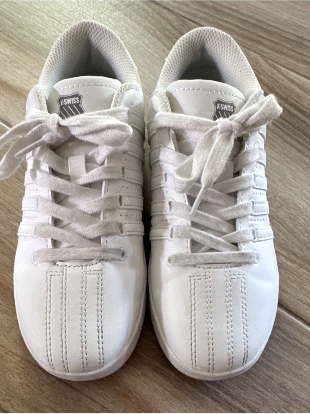 K-Swiss White Low-Profile Tennis Sneakers - Picture 2 of 8